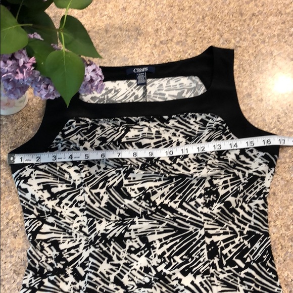 Chaps Petite Fit and Flare Dress Black and White - Picture 3 of 11